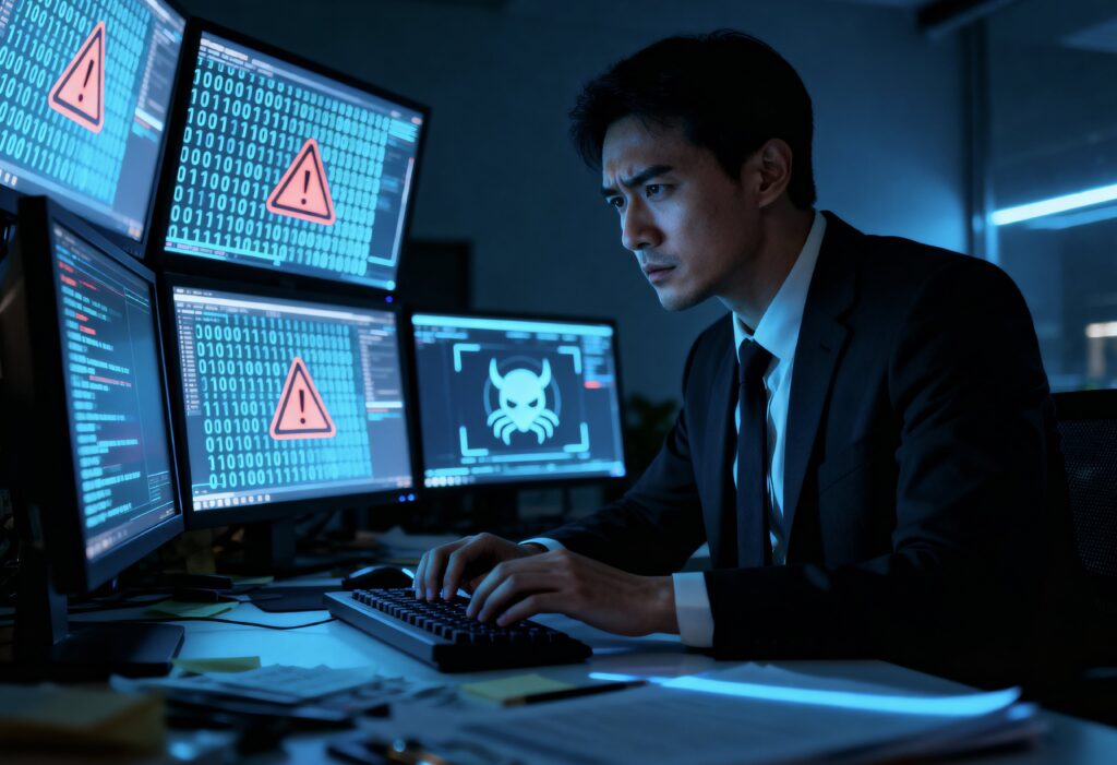 Kantor KlikBantuan.com: Panduan Lengkap Cek Bansos 2026 12 cybersecurity professional intensely focused digital threat min